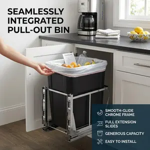 Garvee Pull Out Trash Can Under Cabinet 40 Qt Under Sink Garbage Recycling Bin With Adjustable Slider And Door Mounting Kit Trash Can Included