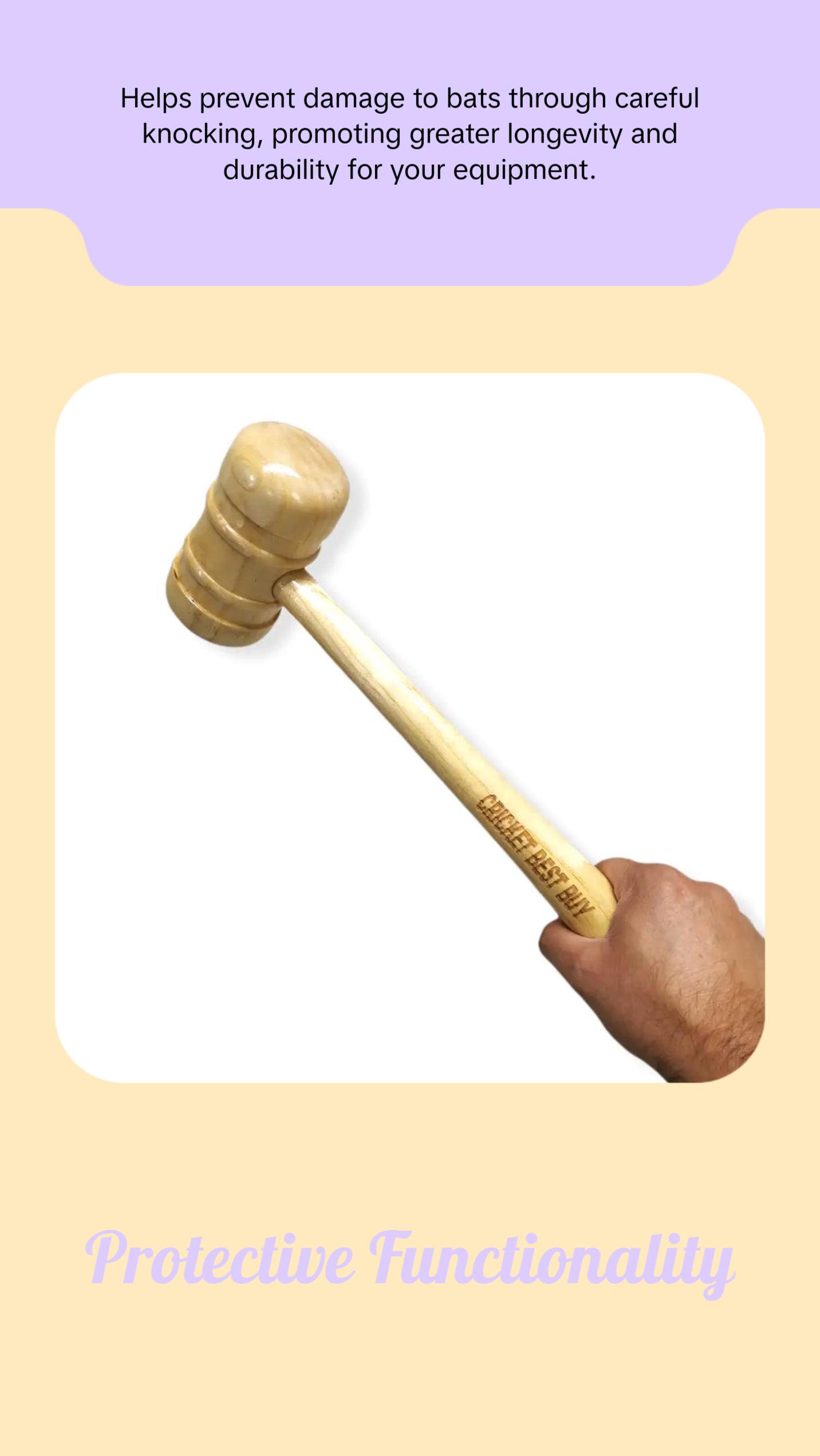 Bratla Cricket Bat Mallet and Cone Combo Knocking Bat Apply Rubber Grip