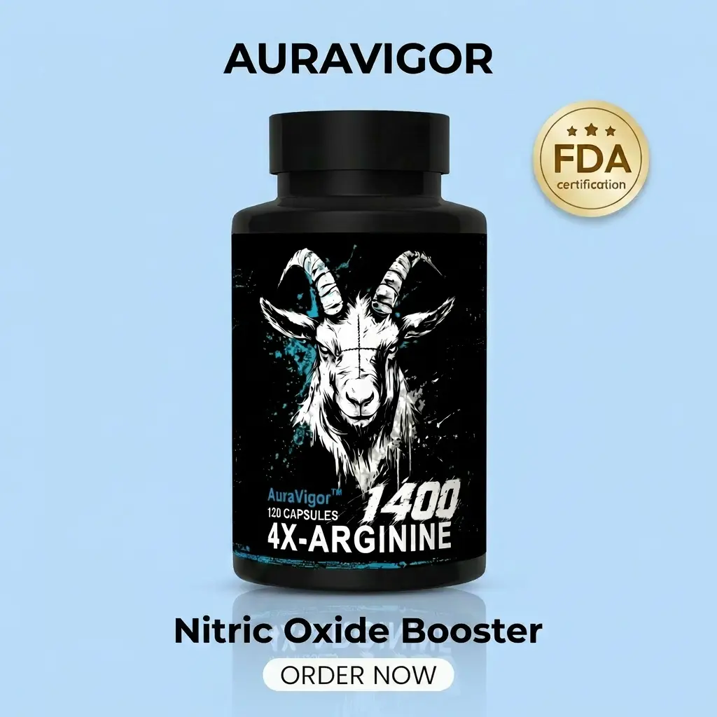 Auravigor Nitric Oxide Supplement 1400mg  | 120 Capsules | Pre Workout with 4-in-1 Arginine Complex | Non-GMO, Gluten Free