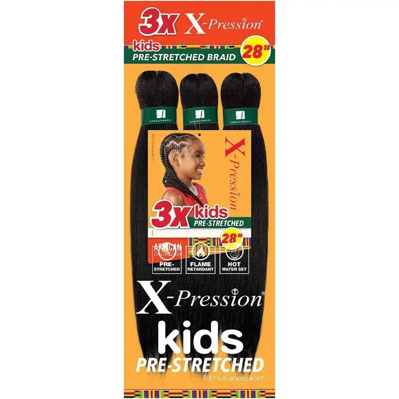 X-Pression 3x Kids Pre-Stretched Braid 28”
