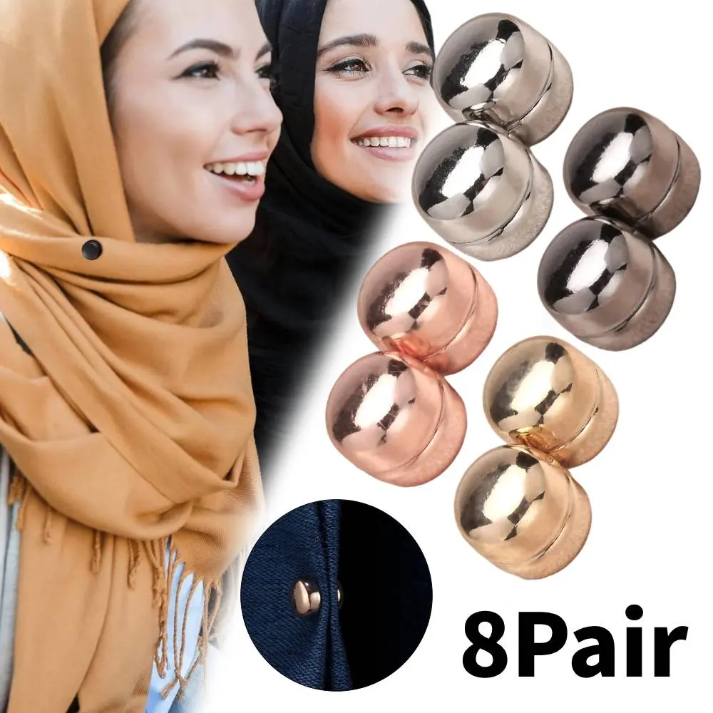 Women's 8-Pair Multi-Use Magnetic Pins - No-Snag Pinless Hijab Pins for Scarves, Dresses, Cleavage Covers, Veils