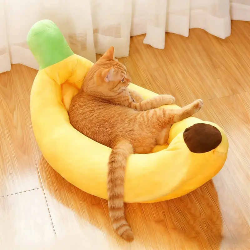 Banana-Shaped Boat Pet Bed, Detachable and Washable, Suitable for Small/Medium Cats/Dogs, Kitten Bed, Universal Design, Comfortable and Soft, Secure Pet Bed
