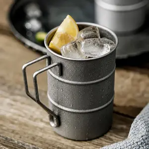 Stainless Steel Retro Style Beer Mug, Portable Travel Mug, Travel Coffee Mugs, Portable Outdoor Camping Water Cup, Outdoor Tableware for Camping & Hiking, Camping Kitchenware