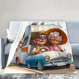 Grandfather-Themed Printed Blanket Gifts for grandparents Super Soft Flannel Blanket- Suitable For Use on Sofas, Beds, or For Travel, Gentle on The Skin, an Excellent Gift Multi-Purpose Holiday Blanket, Warm and Soft, Suitable For All Seasons