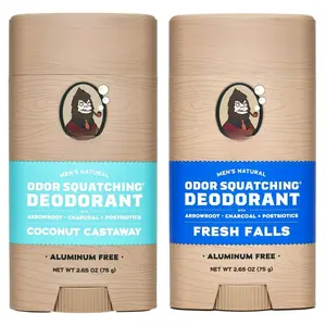 Natural Deodorant for Men - Odor-Squatching Aluminum Free - Coconut Castaway & Fresh Falls (2.65 oz, 2-Pack)