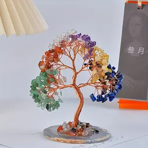Seven Chakra  Tree of Life - Gemstone Tree - 7 Chakra Tree - Positive Energy  Tree - Feng Shui - Energy Gemstone Tree - Money Tree - Home Decoration - Thoughtful  for Family and Friends little gifts small artificial crystal decor ornament