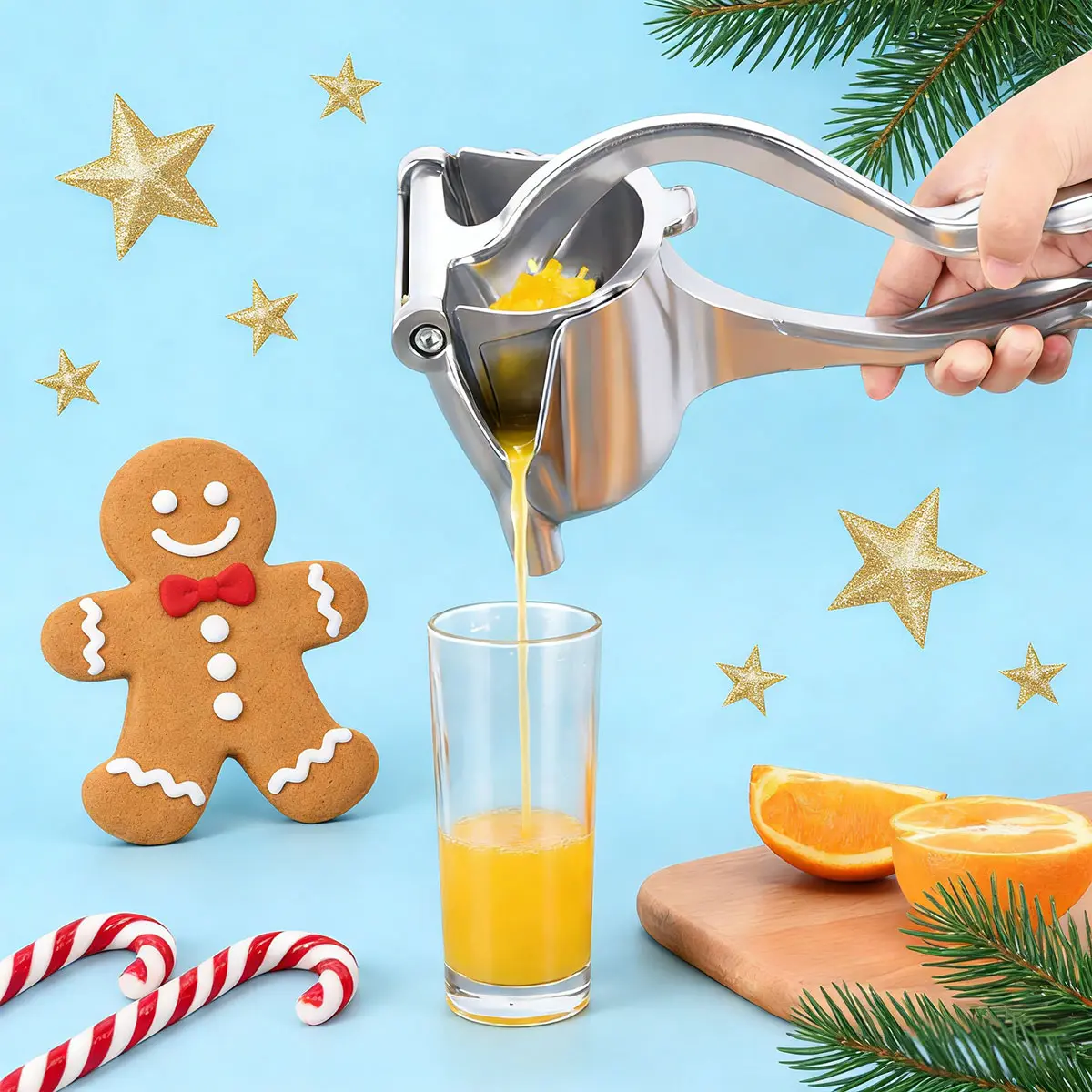 Stainless Steel Handheld Lemon Squeezer - Reusable Juice Extractor, Efficient Durable Easy-to-Clean Hinged Manual Fruit Press for Limes, Oranges, Cocktails, Kitchen Utensils Supplies Gadget