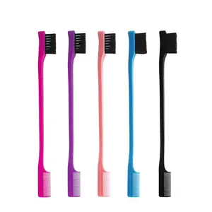 Random Color Edge Brush Comb Vendor Double Sided Edge Control Brush for Baby Hair Comb Brushes Beauty Tools