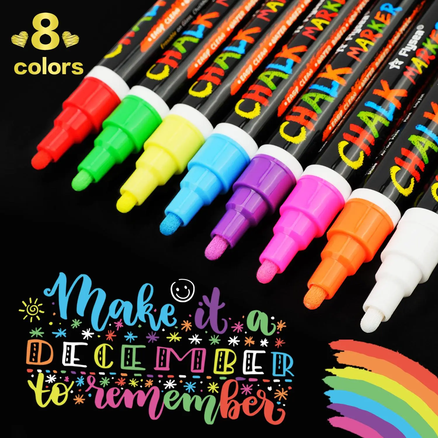 8pcs Set Liquid Chalk Marker Pens, Erasable Multi-Colored Highlighters, LED Writing Board, Glass Window Art, 8 Colors Marker Pens, Drawing Markers