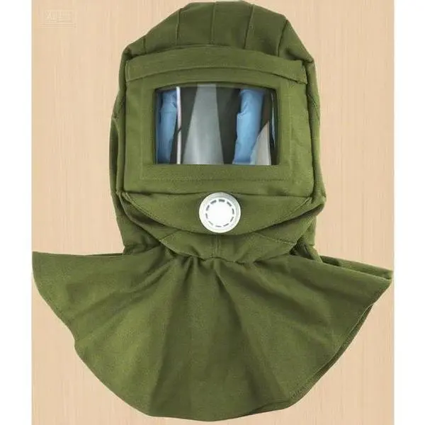 Heavy Duty Reusable Anti-Dust Sandblasting Mask with Shawl Cap, Adjustable Protective Face Cover for Dust/Wind, Durable Industrial Work Safety Gear, Innovative Non-Stick Welding Nozzle Accessory, Anti-Tear