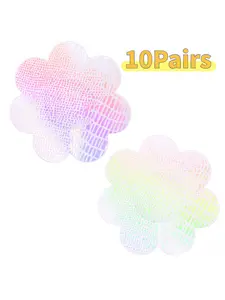 10-pack of thin anti-slip, bubble holographic shimmer disposable invisible female breast pads, Sticky bra pads. Suitable for daily wear anti-slip, party look pairing, with multiple shapes available to meet different clothing needs Sticky Bra Insert