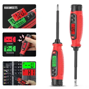 Voltage Tester with Screwdriver, NCV Function, AC 3V-500V With LCD Alert Display, Live Wire Test, Wire Breakpoint Finder, Audible Alarm, Portable Electrical CircuitDetector Tool for Home & Pro Use, For DIY enthusiasts, Red