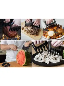 Creative Bear Claw Shredder for Barbecue BBQ Kitchen Meat Fork Smooth Black PC Material Non-Slip Durable Utensils 2 Pack Ideal for Home & Professional Use