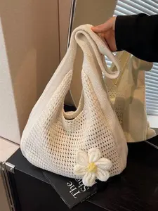 Bohemian Fashion Crochet Tote Bag, Casual Tote Bag, Lightweight Beach Shoulder Bag for Vacation, Stylish and Convenient Summer Accessory