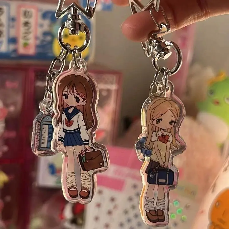 Anime Gyaru Gal Cosplay Keychain Keyring Kawaii JK Lolita Girls Students Acrylic Key Chain 2Pcs/set Bag Accessory Ornament Gift