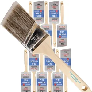 Pro Grade Paint Brushes 12Ea 2.5" Angle Brushes for Professional Use High-Quality Durable Versatile with Wooden Grip and Synthetic Filament