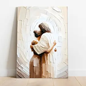 Jesus-Wall Art Canvas Print Jesus Hugging Woman Poster For Church Room Decor Christian Artistic Home Living Bedroom Office Decoration Items