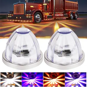 LEB flashing car watermelon light 12-24V Glass Lens Turn Signal Dual Color Strobe Side Marker Light Three modes of adjustment for Lorry Trailer flashing function car equipment 2/4/6PCS