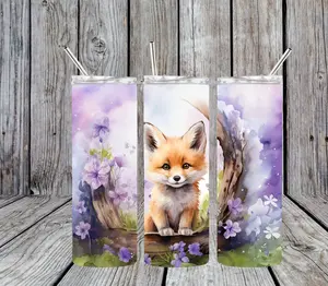 20 oz Fox stainless Steel Tumbler; Includes Plastic Straw and Lid Drinkware Flasks