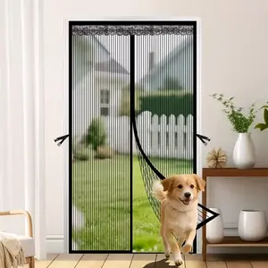 AIYYIPA Summer Magnetic Screen Door with Storage Clasp, Heavy Duty Mosquito Door Curtain, Designed to Prevent Cat and Dog Scratches, Insect & Mosquito Protection, No Drilling Installation, Modern Striped Design