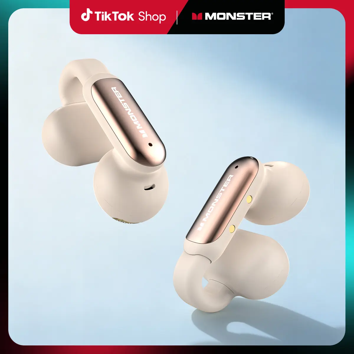 Monster Open AC601 earbuds wireless ,Open Ear Design with ENC | Crystal Clear Calls, IPX5 Waterproof | 32H Playtime, USB-C Charging (Bluetooth 5.4)