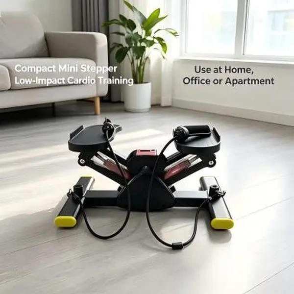 Compact Hydraulic Stair Stepper Machine for Exercise, Low-Impact Indoor Fitness Equipment with Resistance Bands for Resistance Band Workout, Equipped with LCD Display