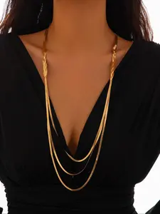 Women's Elegant Tiered Layer Chain Necklace, 2024 New Style Fashion Jewelry for Party, Daily Clothing Decor, Trendy All-match & Exquisite Jewelry for Birthday Gift, Cuban Link Chain