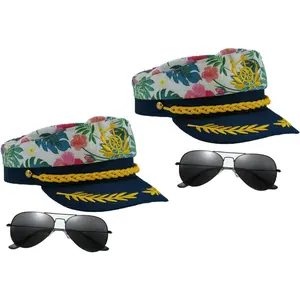 2 count Captain Hats Sailor Hats Navy Costumes for Men, Women, Suitable for Various Occasions Sea Yacht Party