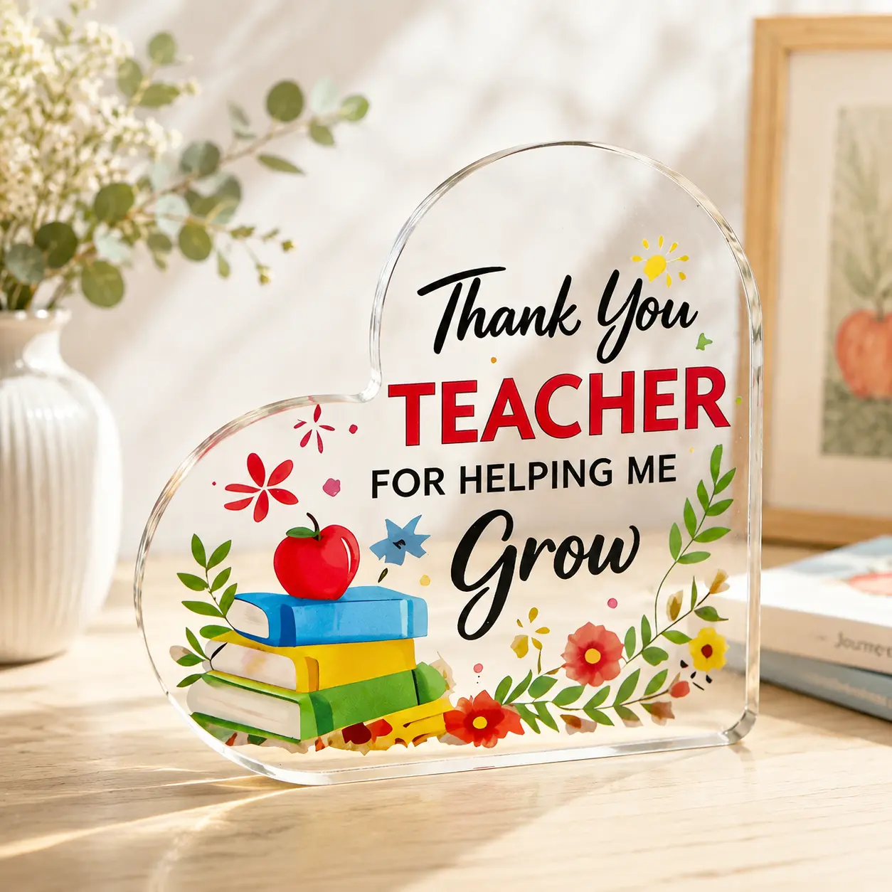 Waterproof Acrylic Teacher Appreciation Keepsake Sign - Glossy Motivational Plaque for Women, Casual Desk Decor, Holiday/Daily Gift - Inscribed with "The Influence of a Great Teacher Can Never Be Erased", Premium Crystal-Clear Acrylic