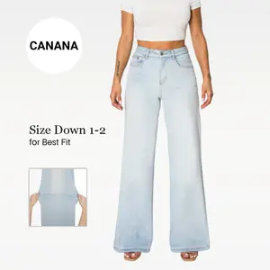 CANANA Women Super Stretchy High Rise Wide Leg Jeans Minimalist Comfort Denim Pants Tummy Control BBL Regular Size Plus Size Spring Fashion Daily Outfits #TikTokShopSpringGlowUp