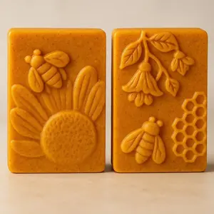 Roses Natural Handcrafted Turmeric Bar Soap with Honeycomb & Bee Design 2 Packs Skin Brightening Gentle Cleanser for All Skin Types Fights Acne Reduces Dark Spots & Fades Scars
