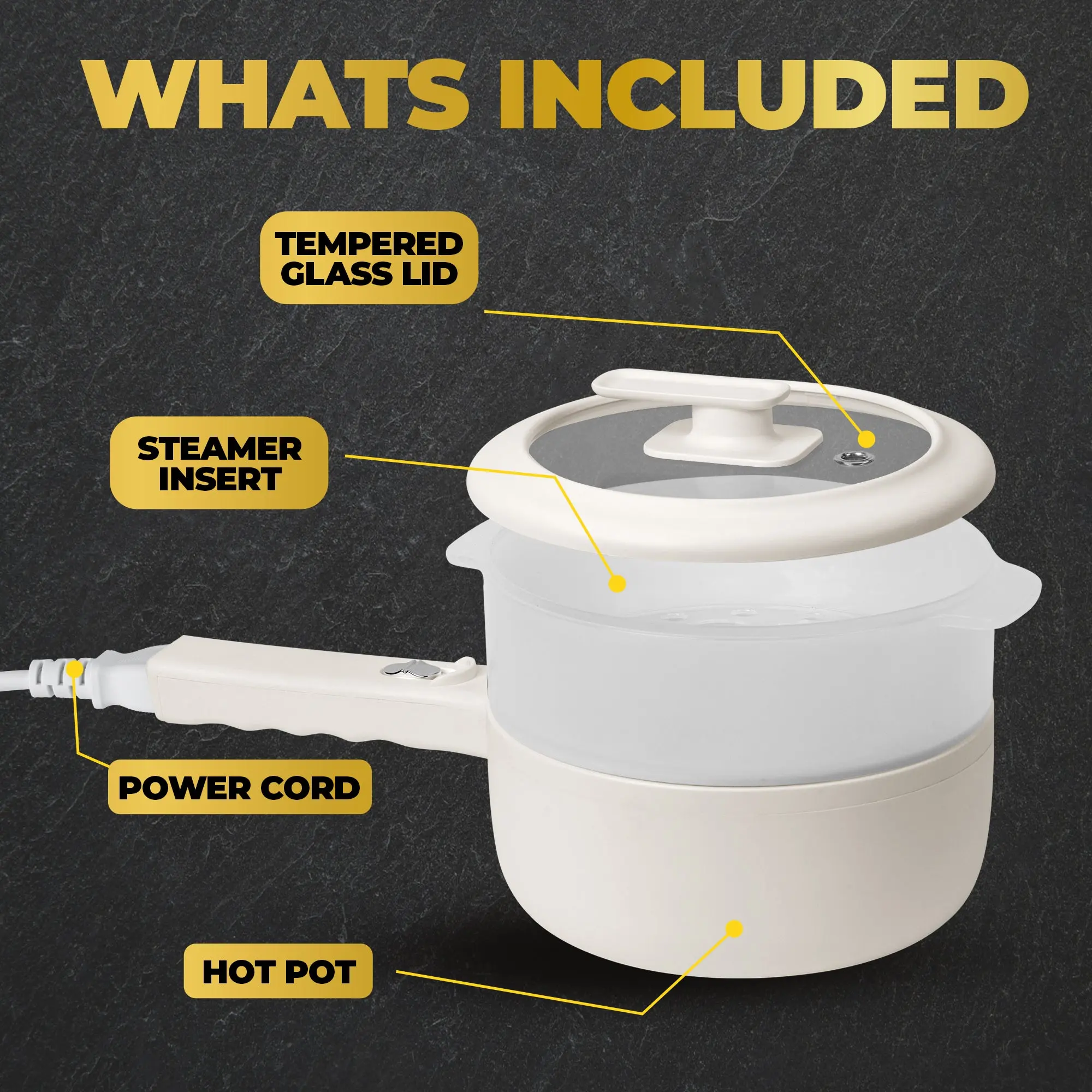 Electric Cooker Nonstick Ceramic Skillet Pan Hot Pot Mini Cooker with Lid Steamer