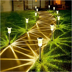 Solar Lights Outdoor 10 Pack Solar Pathway Lights Outdoor LED  Stainless Steel Driveway Lighting for Outdise, Yard, Walkway, Sidewalk, Garden, Lawn (Warm White)