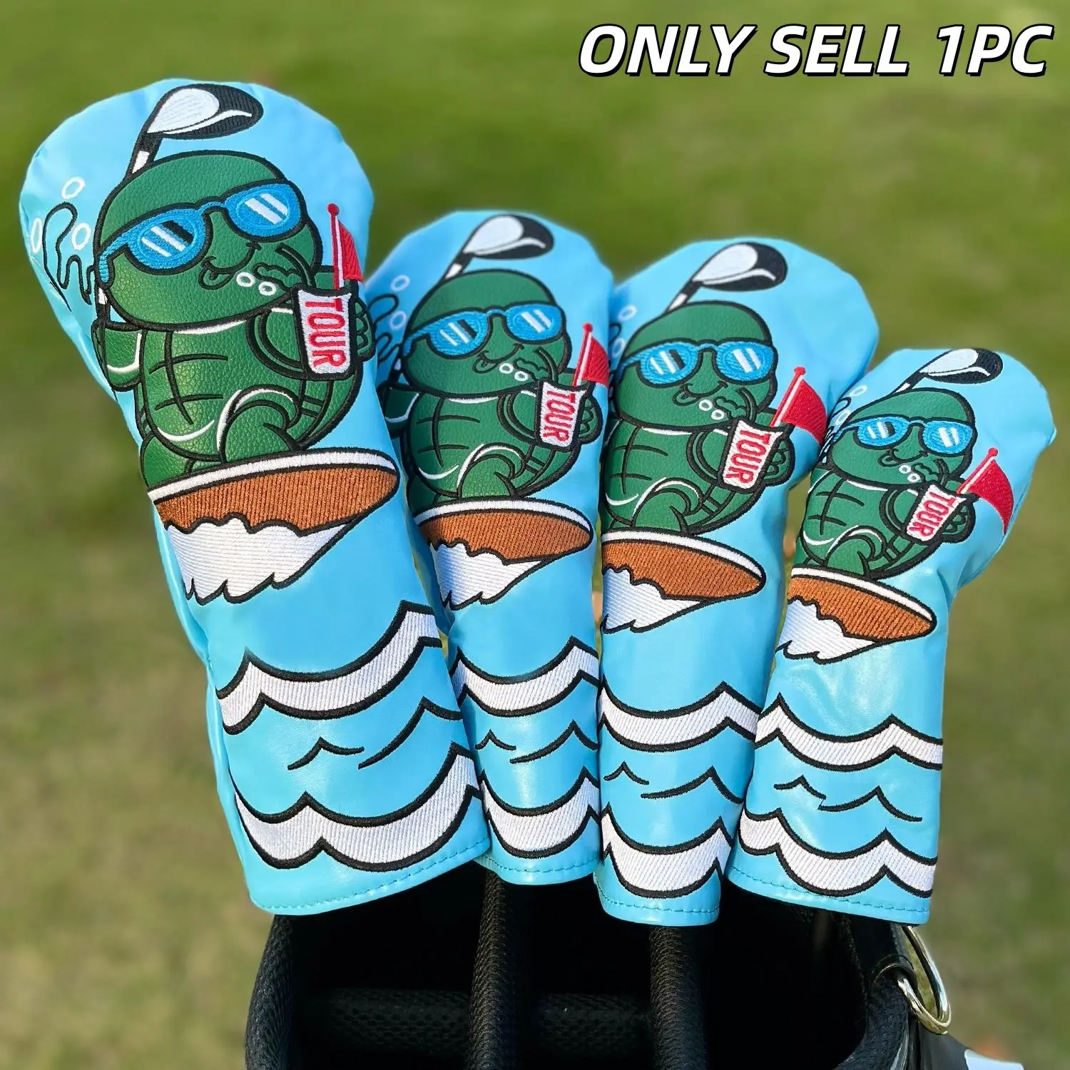 Surfing Turtle Design Golf Club Head Cover, Protective Golf Wood Head Cover, Perfect Gift for Golf Enthusiasts, Golf Gift Accessory, Suitable for Men and Women, Golf Accessories