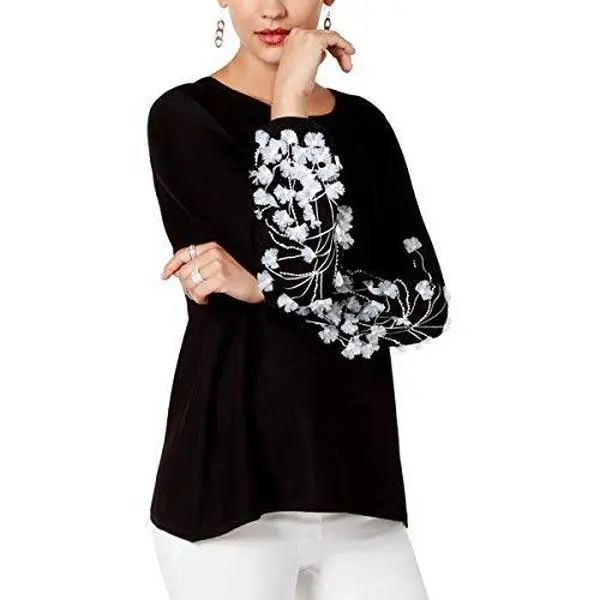 Alfani Embellished Sweater Deep Black XL