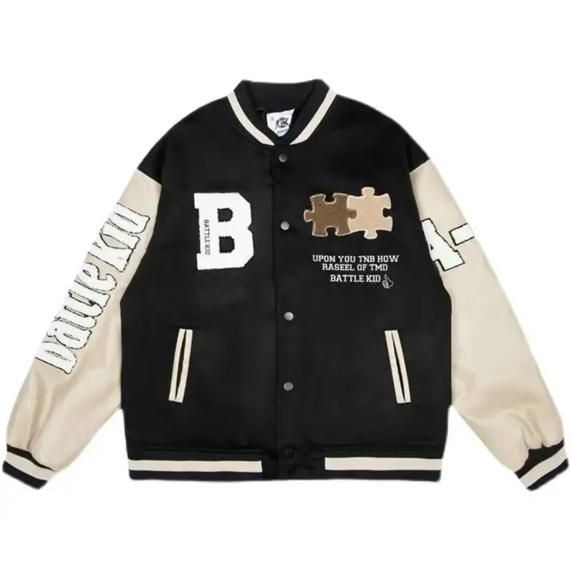 High Street Baseball Jersey Mens Vintage Towel Embroidered Motorcycle Jacket Harajuku Patchwork Racing Couple Coats Spring