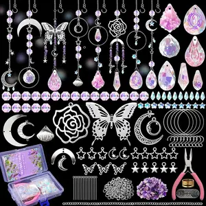 DIY Suncatcher Kit, 400pcs Sun Catchers Making Kit, Supplies Art and Crafts for Adults, Hanging Prism Sun Catcher with Crystals, for Window Home Garden Festival Decor Gifts, Garden Accessories