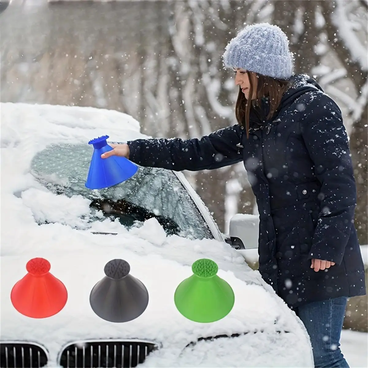 Christmas Car Windshield Ice Scraper, Magical Ice Scrapers For Car Windshield, Multifunctional Lightweight Snow Shovel, Round Magical Cone Shape Snow