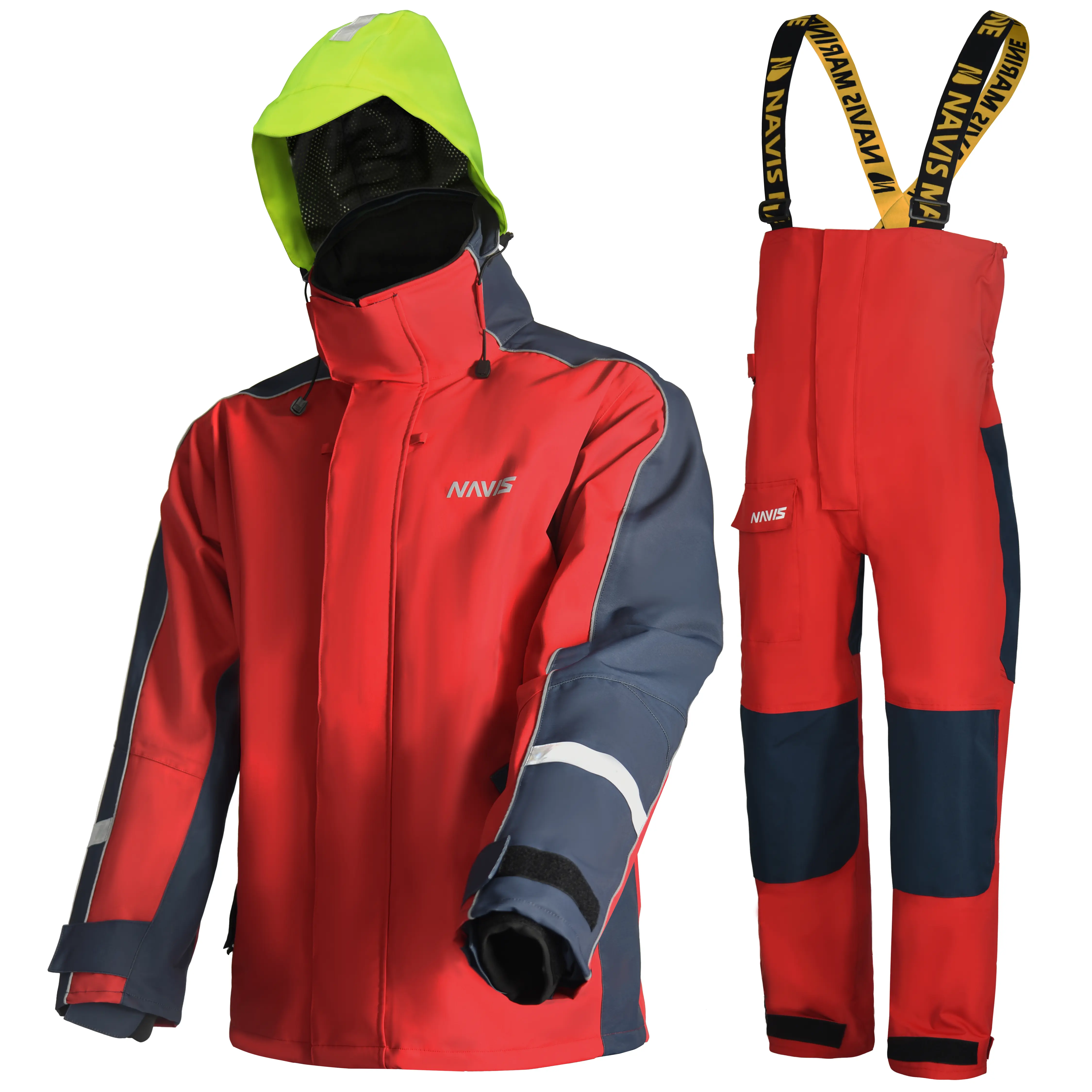 Men's Coastal Sailing Jacket & Bib Pants Combo-Waterproof, Breathable Offshore Hard Shell, Durable Gear