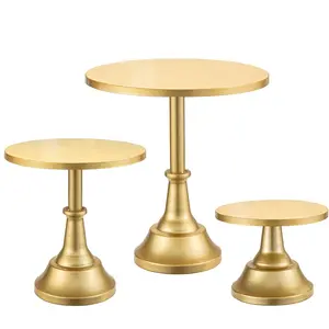 [3pcs Golden Cake Stand] 3pcs Golden Metal Cake Stand Set, 8" 10" 12" Disc Diameter |   Perfect Dessert Table Display Set for Party, Wedding, Birthday, Baby Shower, Anniversary