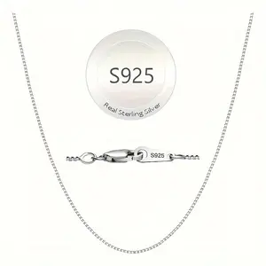 S925 Sterling Silver Ladies Necklace. Box chain with lobster clasp for exquisite slimness, durability and sturdiness. From Italy. Available in sizes: 16/ 18/ 20/ 22/ 24 inches. Great for matching pendants.
