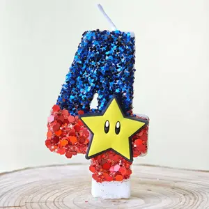 Mario Candle Number 0-9 Baby Birthday Cake Candle Decoration Mario Birthday Pikachu Party Cake Topper Baby Shower Decor Gift