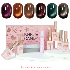 Exclusive to cecypatry 15ML*6PCS Peacock Fantasy Cat Eye Gel Nail Polish BUBU CANDY Soak-Off Gel Polish With LED Light x1, Rubbing Strips x2, LED/UV Cure, Art Manicure Salon DIY At Home For Party, Travel,2026 Spring New Arrivals
