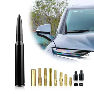 50 Cal Bullet Antenna Universal GMC Truck Antenna Audio Inputs Easy Installation Car Bullet Antenna 6061 Aluminum Black Finish