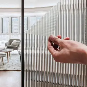 Reeded Glass Window Privacy Film, Sun Shade Film, Decorative Frosted Window Clings, Peel & Stick Adhesive Film for Bathroom & Home