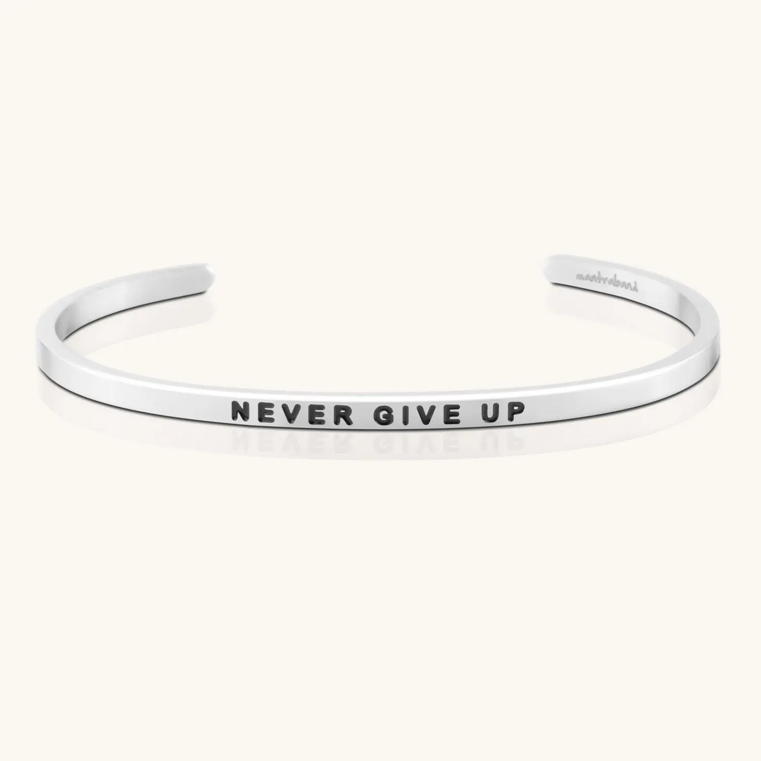 Never Give Up - MantraBand  Bracelet for Women Inspirational Jewelry  Message