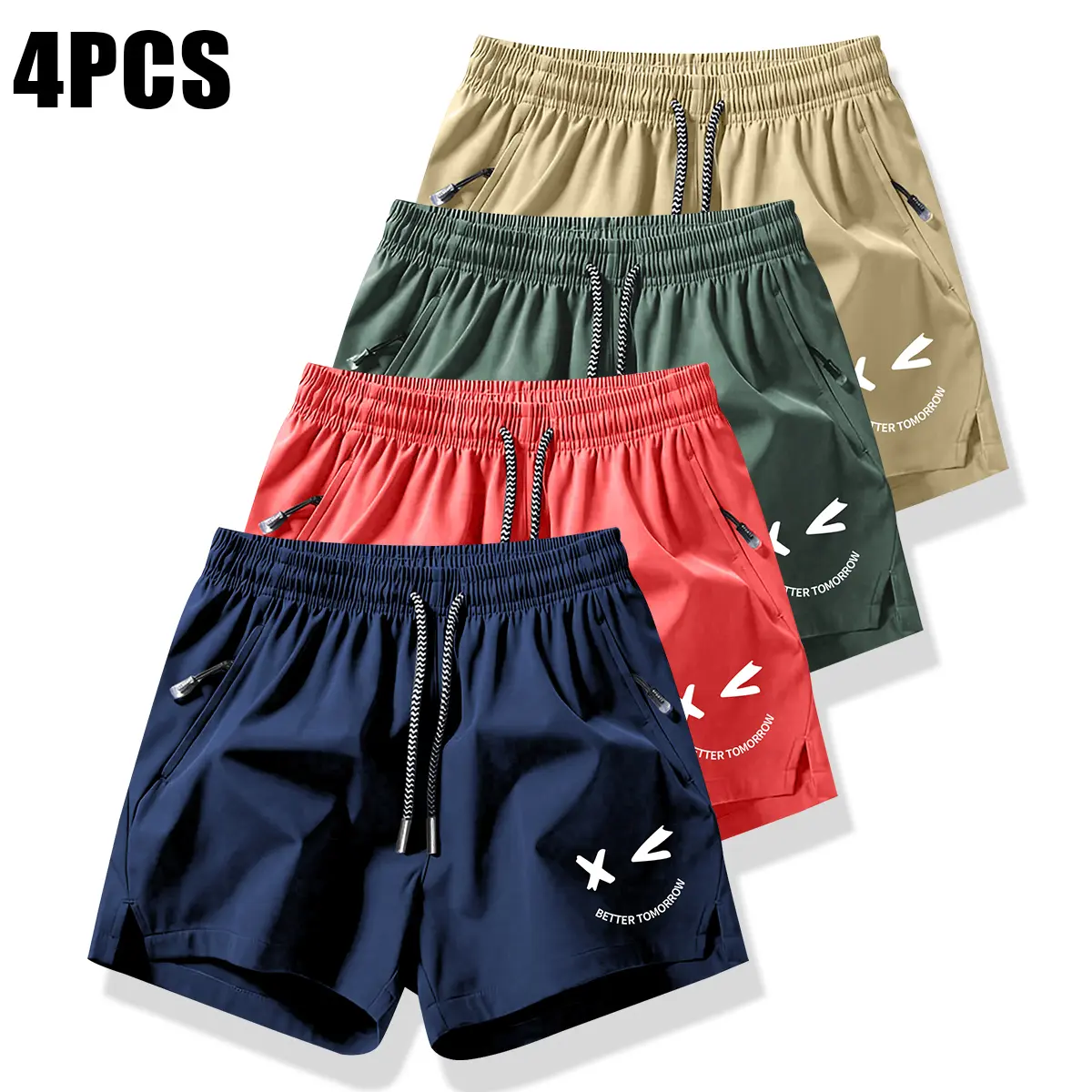 Men's Mid-Waist Adjustable Body-Fitting Cinch Half-Length Featherweight Polyester Casual Shorts - Lightweight Fabric with Pockets, Ideal for Beach, Outdoor Activities, Everyday Wear Bottoms, Adjustable Men's Shorts, Body-Fitting Men's Shorts