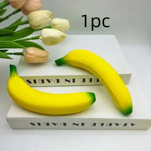 Banana Slow Bounce Stress Relief Toy, Soft Tpr Squeeze Banana Fidget Toy for Kids & Adults, Cute Realistic Banana Sensory Toy
