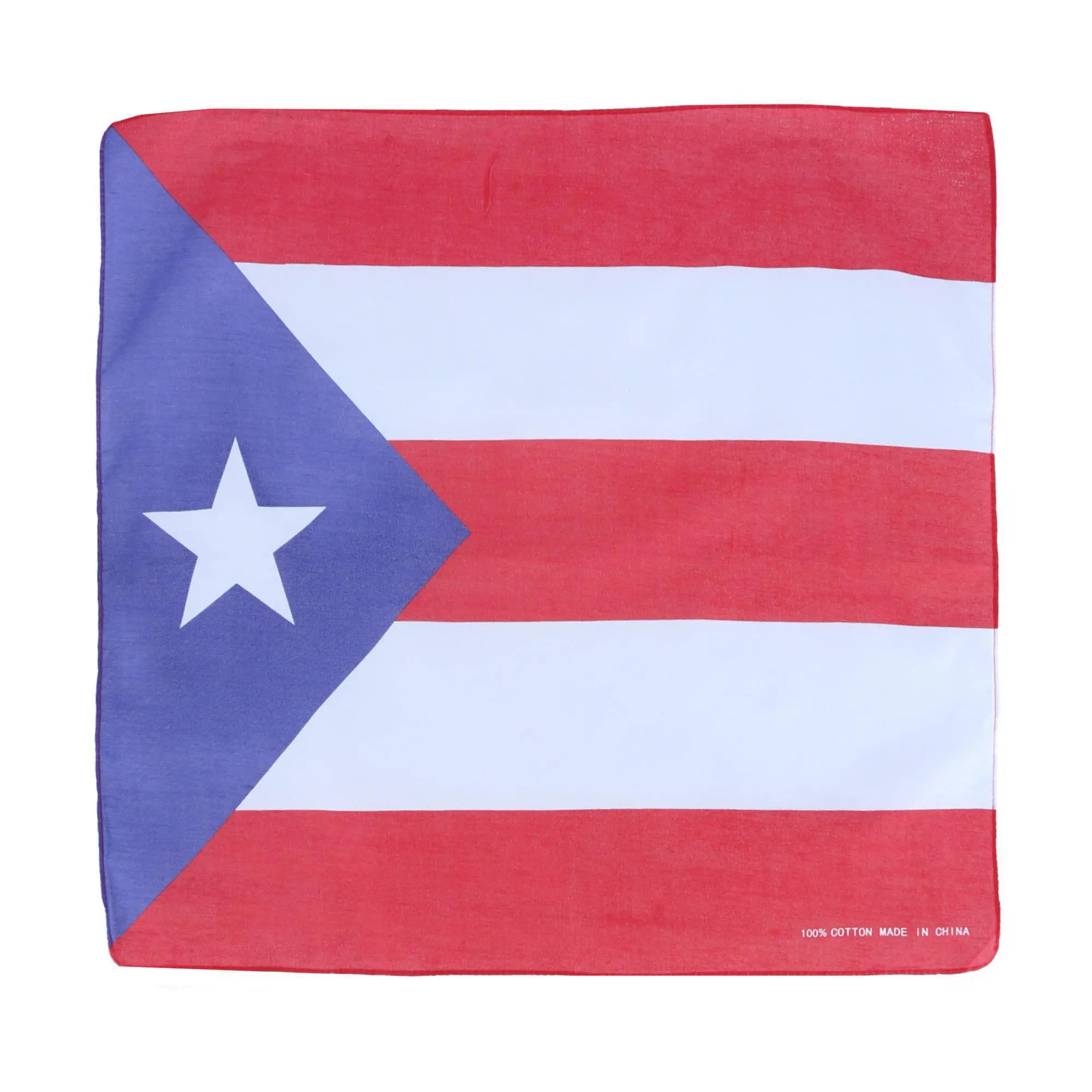 CTM Soft Cotton Fabric Puerto Rico Country Flag Head Scarf - Male Graduation Accessory, Fashion Handkerchief for Craft Projects, Puerto Rico Flag Print, Bandana Scarf