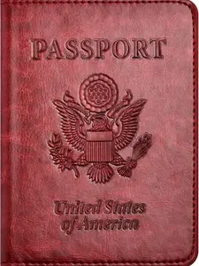 Passport and Vaccine Card Holder Combo with Vaccine Card Slot, Passport Wallet Holder for Women and Men, Wine Red